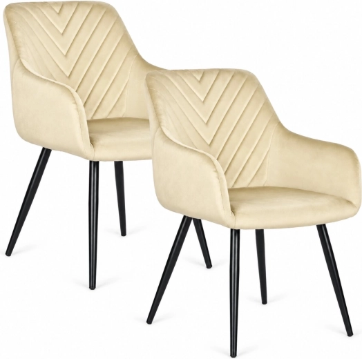 Sodobni žametni jedilni stoli ModernHome - 2 kosa – Bežna