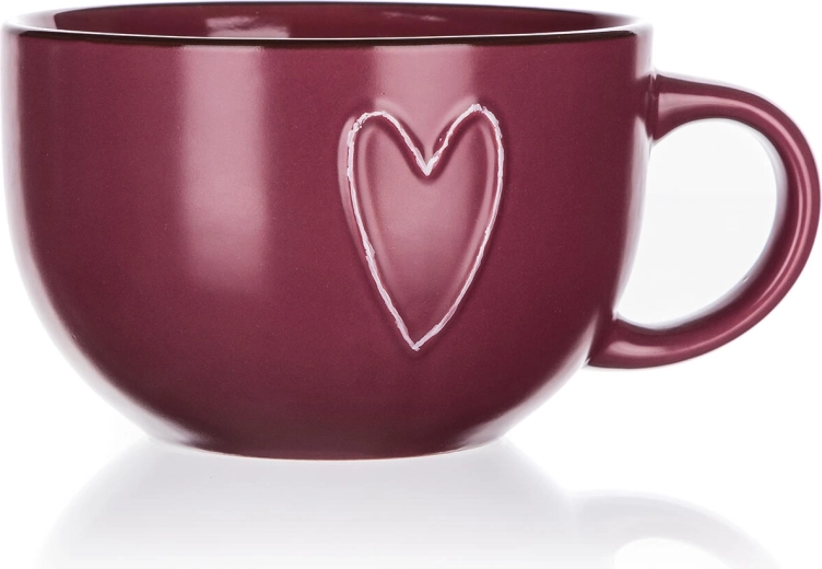 Keramična jumbo skodelica Heart 730 ml bordo