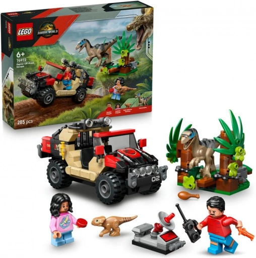 lego jurassic world – pobeg pred raptorjem v terenskem vozilu