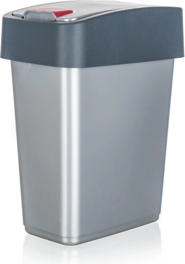 Nagibni koš za odpadke 10 l – srebrna/siva plastika
