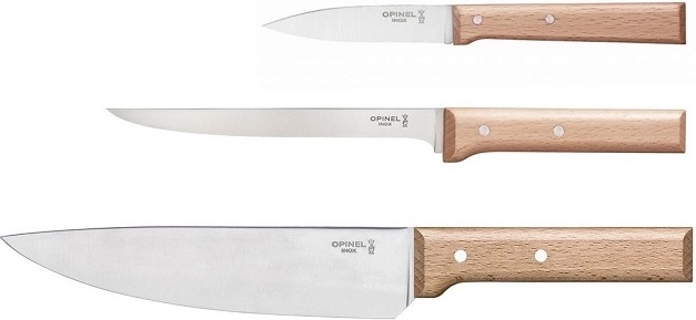 Opinel Parallele set kuhinjskih nožev, bukov les, 3 kosi