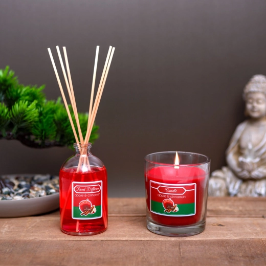Apple and Cinnamon Scented Candle and Reed Diffuser Set