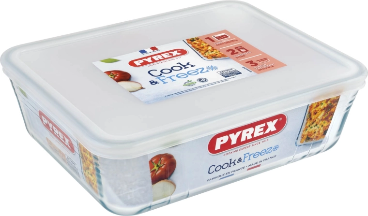 Steklena posoda PYREX 2,6 l s pokrovom, 24 × 19 × 8 cm