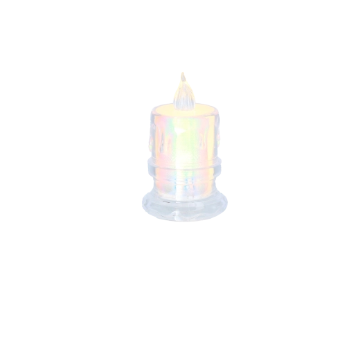 LED svečka 4,5 × 7,5 cm polprosojna, mešanica vzorcev (displej 12 kosov)