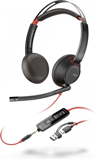 Stereofonska slušalka z mikrofonom Poly Blackwire 5220 z USB‑C in adapterjem