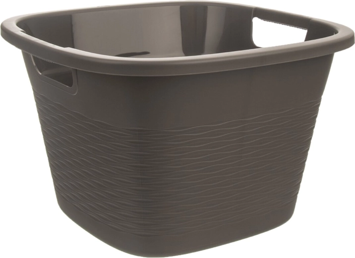 Plastični kvadratni lavor ORION LOOP z ročajema, 16,8 l, temno siv