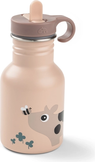 Done by Deer nerjaveča otroška steklenička Tiny farm rožnata 350 ml