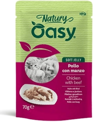 Oasy Natury vrečka Soft Jelly piščanec z govedino 70 g