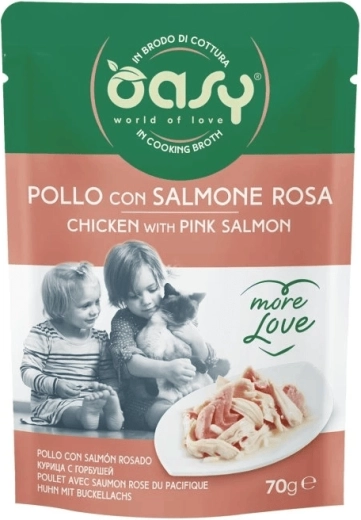 Oasy vrečka piščanec z lososom 70 g