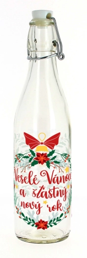 Steklena steklenica s patentnim zapiralom 1 l Vesele praznike