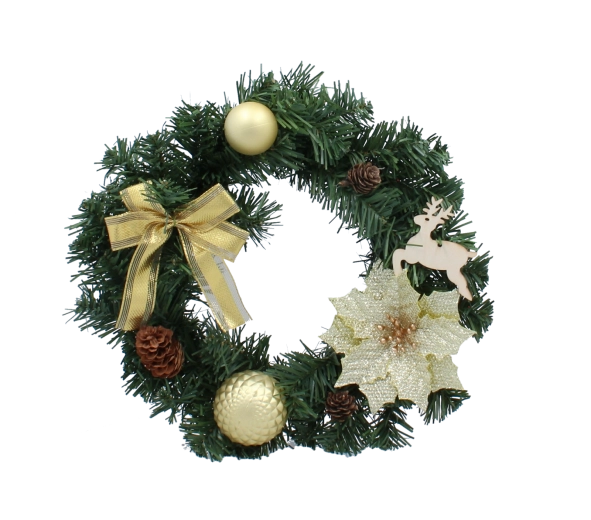 Zlati božični venec 30 cm