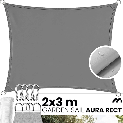 AURA pravokotna vrtna senčilna ponjava 2 × 3 m siva