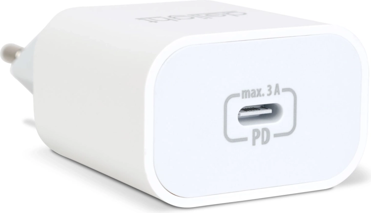 USB-C mains adapter with 20 W fast charging, white