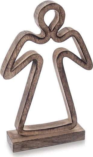 Lesena božična figurica angela iz mangovega lesa 29 cm