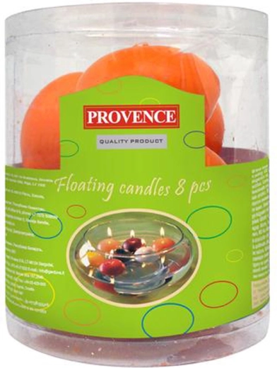 Neodišavljena plavajoča sveča Provence – 8 kosov – Oranžna