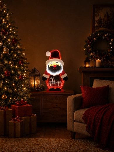 Božična 3D dekoracija Santa Claus z zrcalnim infinity efektom LED 21,6 × 8 × 37,3 cm - 1 kos