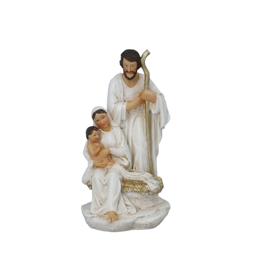 Božična figurica – Sveta družina z zlatimi detajli