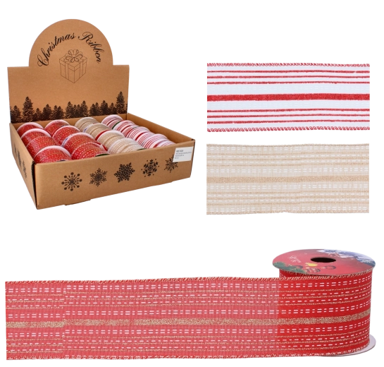 Božični dekorativni trak z barvnimi črtami 6,3 cm × 2,7 m