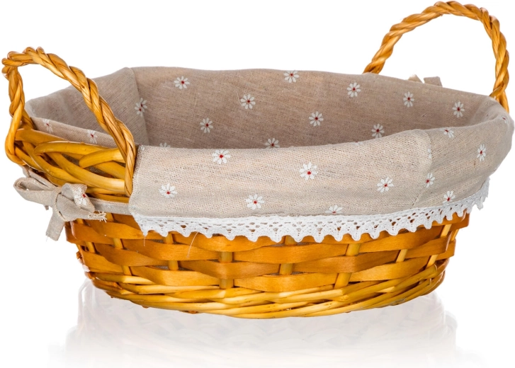 Pleteni okrogel koš z ročaji DAISY 30 × 12 cm