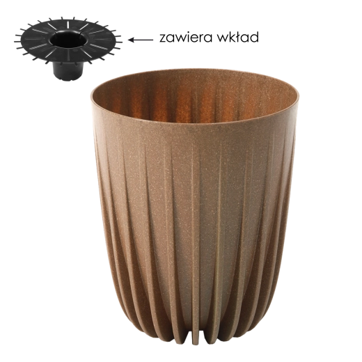 Cvetlični lonec Mira Eco Wood 25 cm naravni les z drenažno vložko