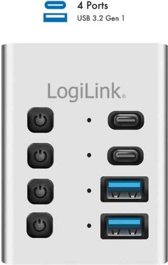 USB vozlišče 4× USB 3.2 Gen 1 z individualnimi stikali in 2-v-1 kablom USB‑A/USB‑C LOGILINK