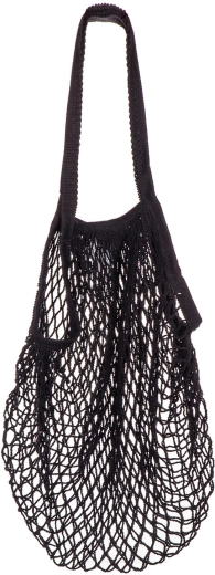 Mrežasta nakupovalna torba PRETTY UP z dolgim ročajem, črna 35 × 35 cm
