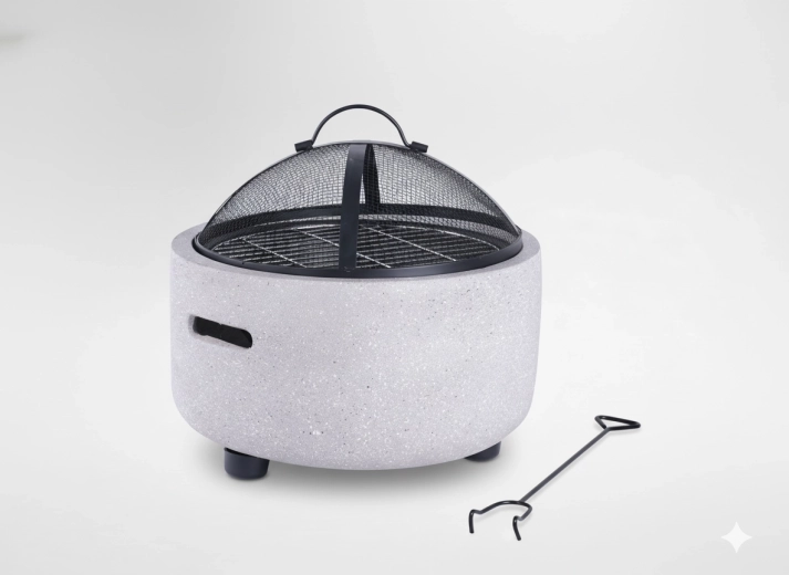 Vrtno kurišče s pokrovom in grabljicami 43 × 43 × 38,5 cm