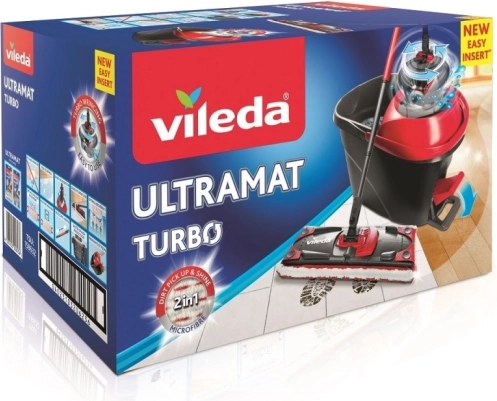 VILEDA Ultramat Turbo – ploščati mop s pedalnim ožemalnikom