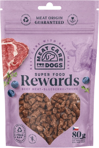 Meat Care Rewards priboljški za pse – govedina z borovnicami in timijanom 80 g