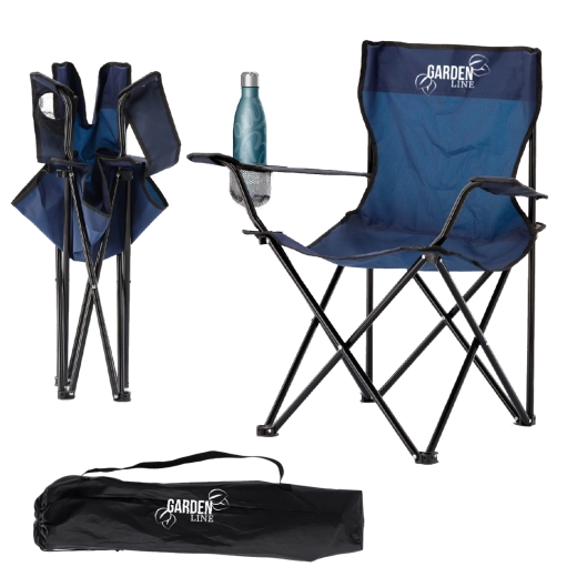 Zložljiv pohodniški in ribiški stol modre barve 50 × 50 × 80 cm