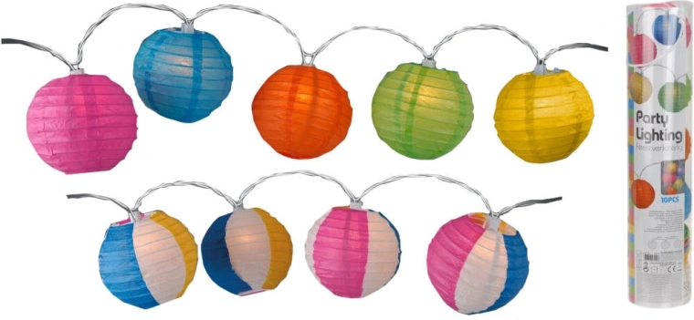 LED veriga lampijoni 10 cm, 10 LED, barvna