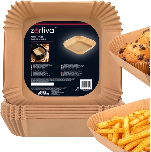 Zortiva papirnati vložki za cvrtnik na vroč zrak 23 × 23 cm – 100 kos