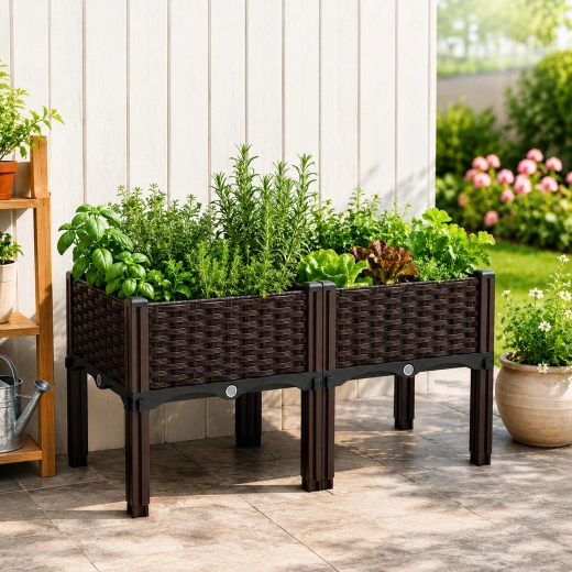 Dvignjeno modularno vrtno korito 80 × 40 × 38 cm, rjavo