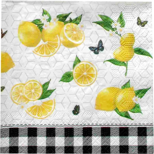 Papirnati prtički z motivom limon, 3-slojni, 33 × 33 cm