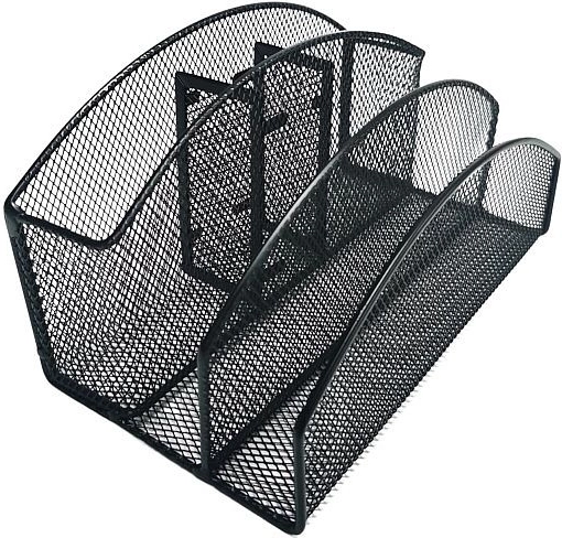 Kovinski namizni organizator, 5 predalčkov, črn