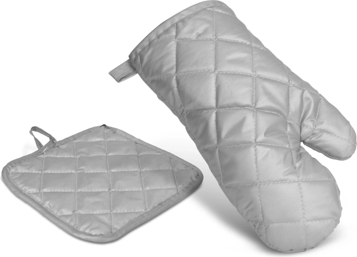 Kitchen Oven Mitt and Pot Holder Set, Gray