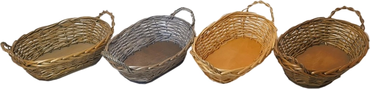 Ovalna košara iz lakiranega protja 30 × 20 × 12 cm z ročaji