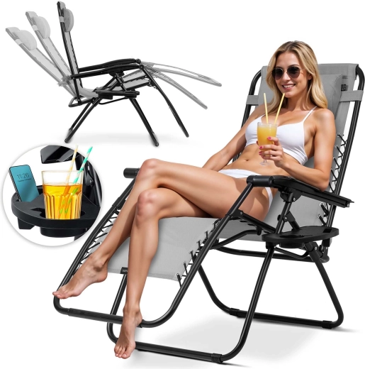 Zložljiv vrtni ležalnik s blazino Sofotel ChillWell siv