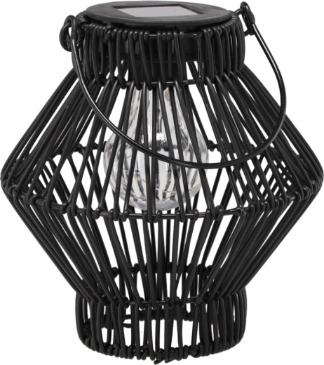 Sončna kovinska laterna črna 19 cm z LED
