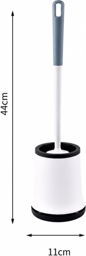 White silicone toilet brush with holder (freestanding and wall-mounted) - 1 pc