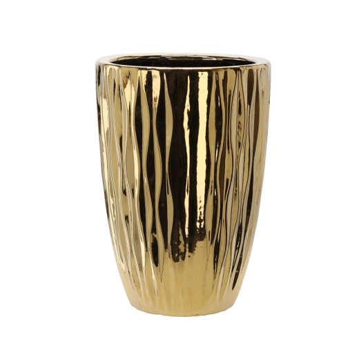 Keramični okrasni lonček za rože 37 × 37 × 46 cm – zlati sijaj