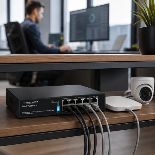 8× PoE za enostavnejšo namestitev IP kamer