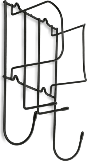 Stenski kovinski nosilec za likalnik, črn, 17 × 11 × 30 cm