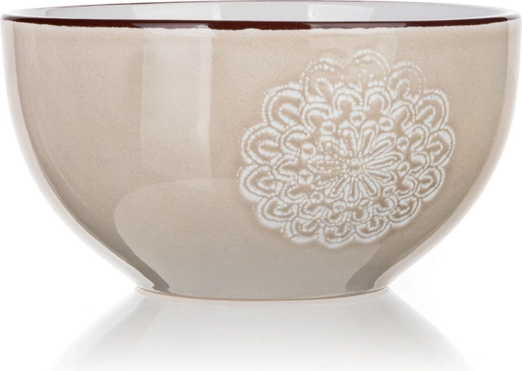 Keramična skodelica SHAPE 14,3 cm – kremna s čipkastim vzorcem
