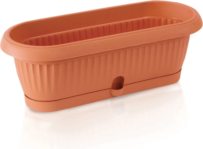 Plastično korito Terra 26,5 cm z integriranim podstavkom – terakota
