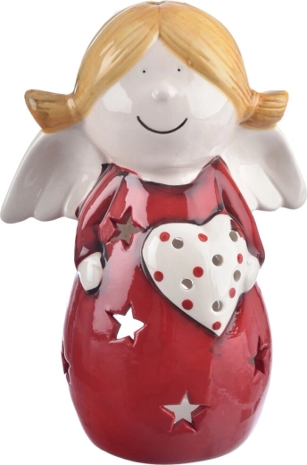 Keramični svečnik Angel rdeč