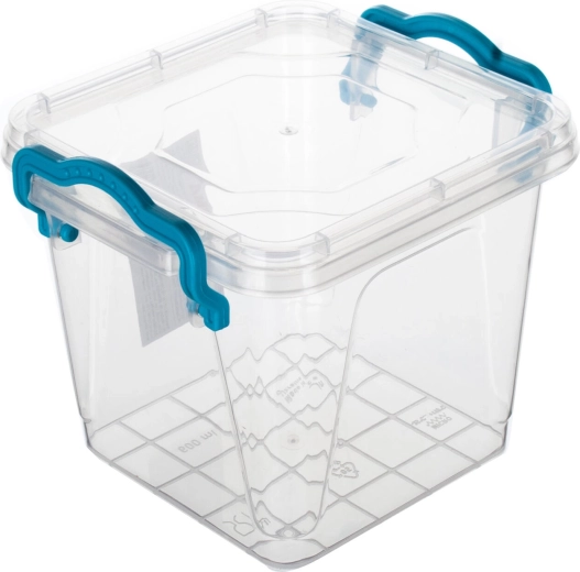 Škatla GEMA kvadratna 0,6 l s turkiznimi ročaji