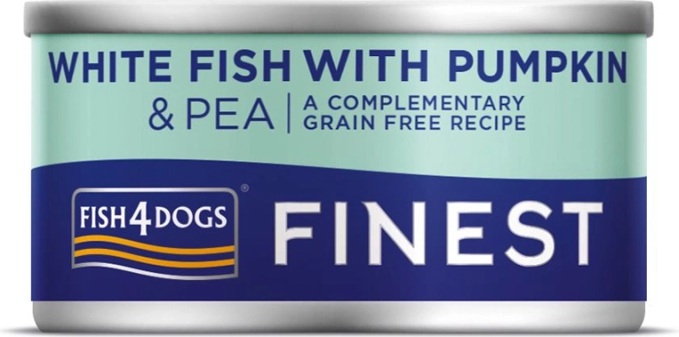 Konzerva za pse iz bele ribe z bučo in grahom 85 g