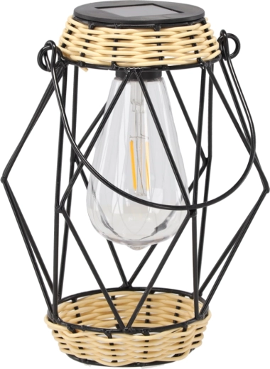 Sončna kovinska lanterna, 22 cm, črna, LED