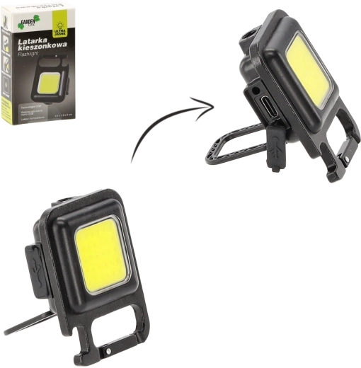 Mini žepna LED svetilka z magnetom in stojalom, polnjenje prek micro USB